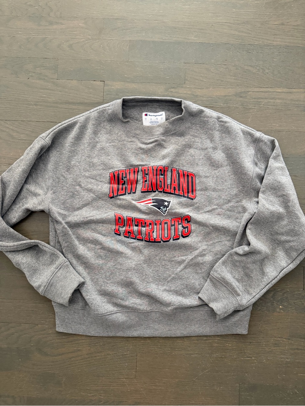 Patriots Champion Gray Crewneck Sweatshirt